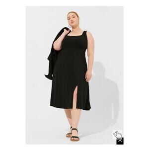 Torrid Black Lightweight Ponte Square Neck A Line Midi Dress Sz.4 NWT